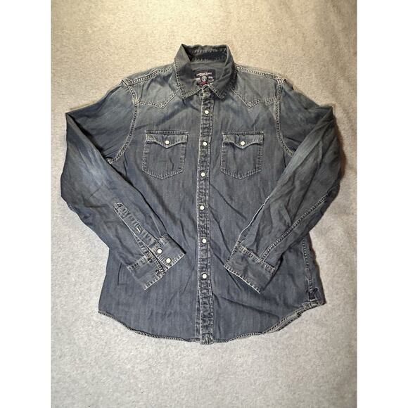 American Eagle Outfitters Jean Jacket Mens Medium Pearl Snap Vintage Fit Denim - Picture 1 of 10